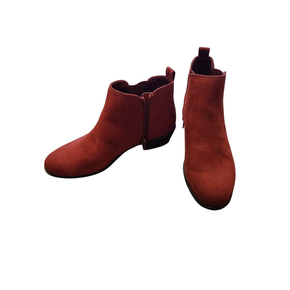 SO Terracotta Ankle Boots Women Size 9M Faux Suede Block Heel - Picture 5 of 8